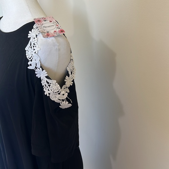 NWT, Large Aoxwomen Cold Shoulder Crewneck Pullover Mini Dress with Pockets. - Picture 4 of 12